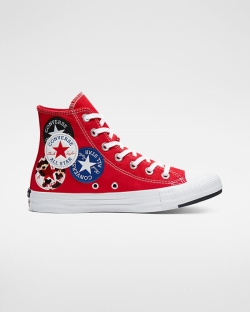 Converse Logo Play Chuck Taylor All Star Női Magasszárú Fekete/Piros/Kék | JVNKGLS-HU